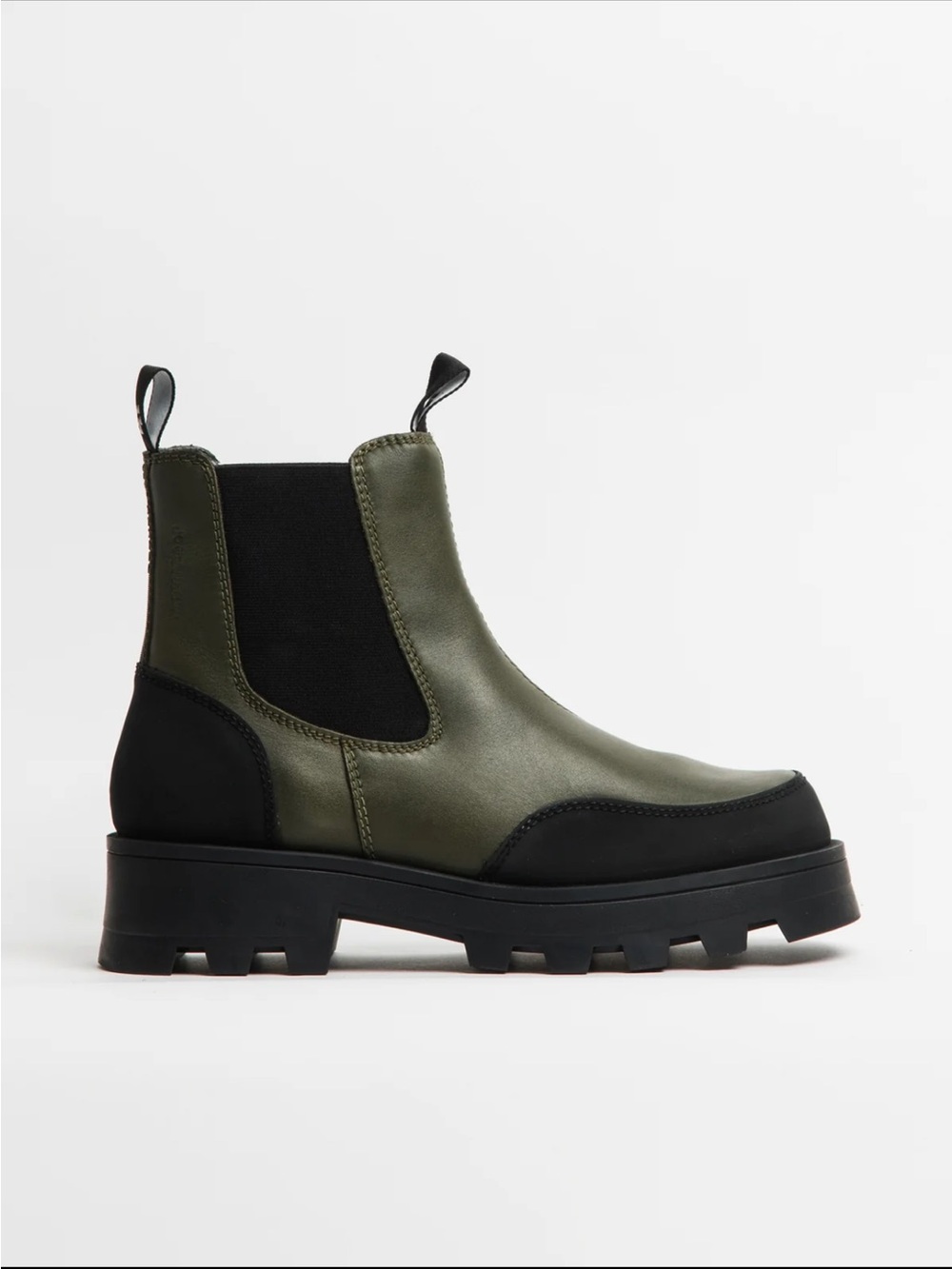 Cougar Women's Olive Green Leather and Rubber Chelsea Lug Boots